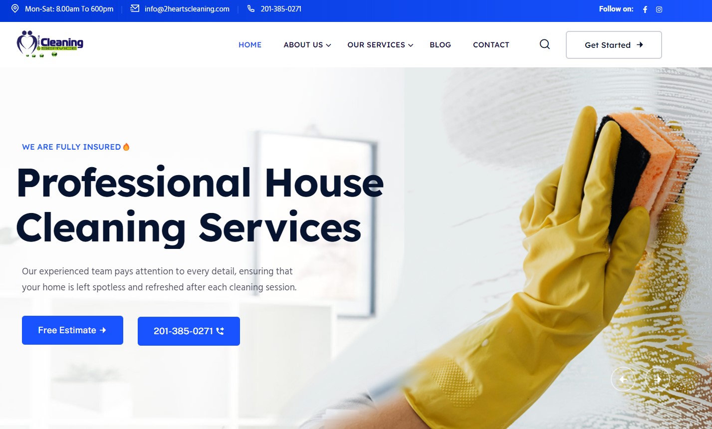 Two Hearts Cleaning Bergenfield Optimizes Their Website with WordPress CMS